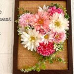 【100均DIYインテリア】壁掛けアレンジメント（ハート）可愛いheartをフレームに作りました。Flower arrangement frame