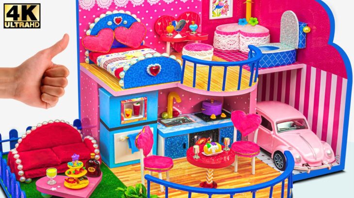 Build Miniature Pink Garage, Bedroom, Bathroom, Kitchen ❤️ DIY Miniature Cardboard House #237