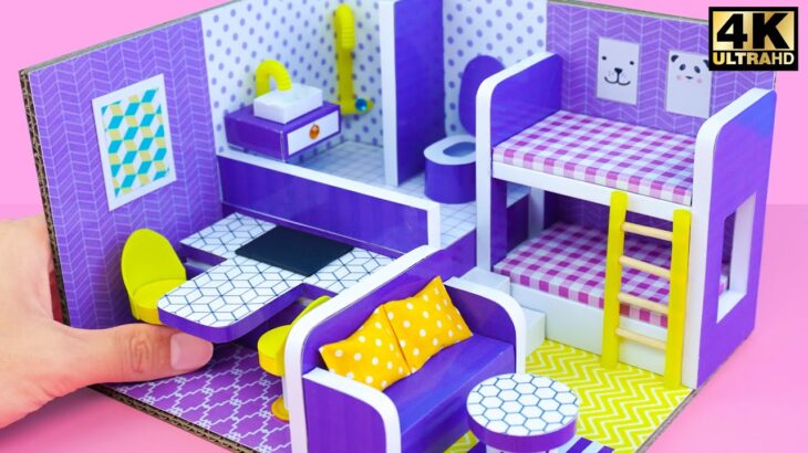 DIY Miniature Cardboard House #24 ❤️ Purple Bathroom, Bedroom, Kitchen, Living room For Two