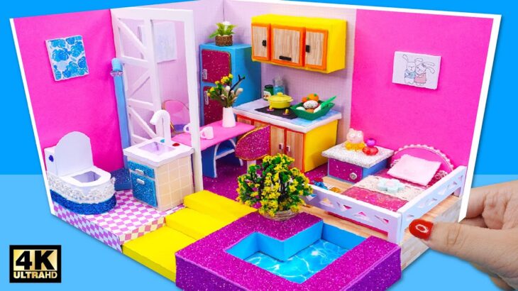 DIY Cardboard House #27 ❤️ Simple Bedroom, Bathroom, Kitchen and Mega Pool For Hamster ( Craft )