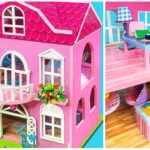 Make Two Floor Pink House With Garden, Kitchen, Bedroom & More ❤️ DIY Miniature Cardboard House #289