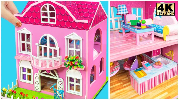 Make Two Floor Pink House With Garden, Kitchen, Bedroom & More ❤️ DIY Miniature Cardboard House #289