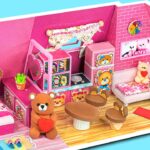 How To Make Pink Teddy Bear House With Bedroom, Kitchen ❤️ DIY Miniature Cardboard House #302