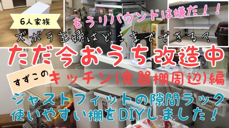 すずこのただ今おうち改造中〜キッチン(食器棚周辺)編/整理整頓が苦手なズボラ主婦/収納場所を確保したい/ジャストフィットの隙間ラック/使いやすい棚をDIY