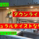 【賃貸マンションDIY】キッチンの蛍光灯からダウンライトへ。タイルの壁をナチュラルテイストな木の壁に