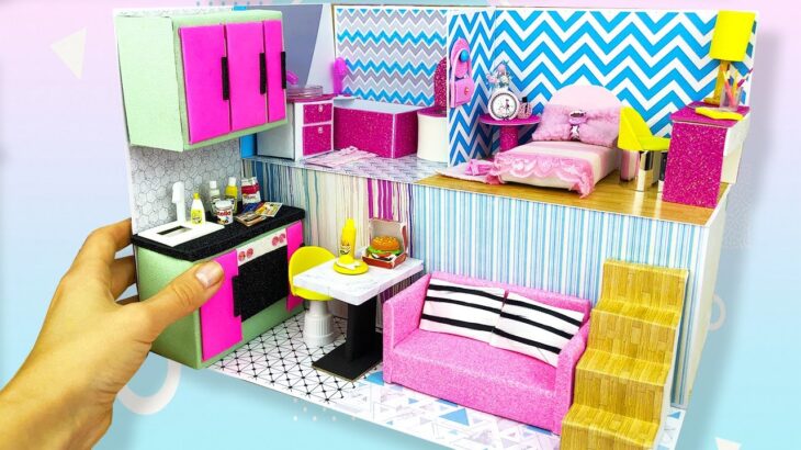 DIY Miniature Cardboard House ~ DIY Miniature Bedroom, Bathroom, Kitchen and living room