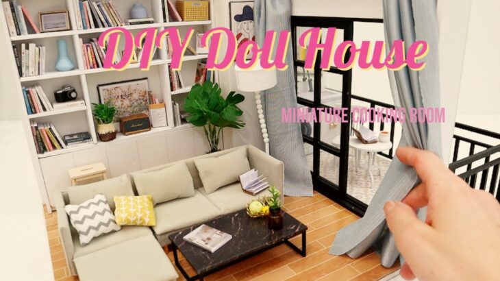 DIY Miniature Dollhouse kit「本がたくさんある癒しのリビング」ミニチュアドールハウスキットを作るよ！#208