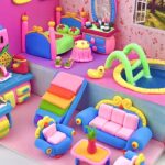 DIY Miniature House ❤️ Amazing Pink Bedroom, swimming pool, kitchen from Polymer Clay & Cardboard