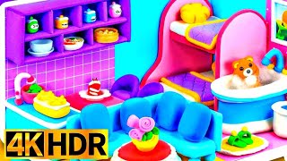 ❤️ DIY Miniature Clay House #12 with Modern Bedroom, Bathroom, Kitchen and Living Room for two  A.T💞