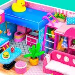 DIY Pink Bedroom, Living Room, Kitchen, Bathroom with Pools (Easy) ❤️ DIY Miniature Cardboard House