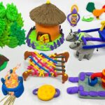 DIY How to make polymer clay miniature house, Kitchen set, Bullock cart, Hand Pump, Tree | Dolliyon