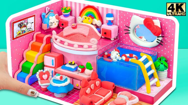 Satisfying Build Cutest Hello Kitty Pink Bedroom, Kitchen, Swimming Pool ❤️ DIY Miniature House