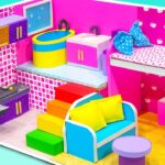 DIY Build Pink House With Double Bed, Bathroom, Kitchen, Living Room #8   Pinky Cardboard