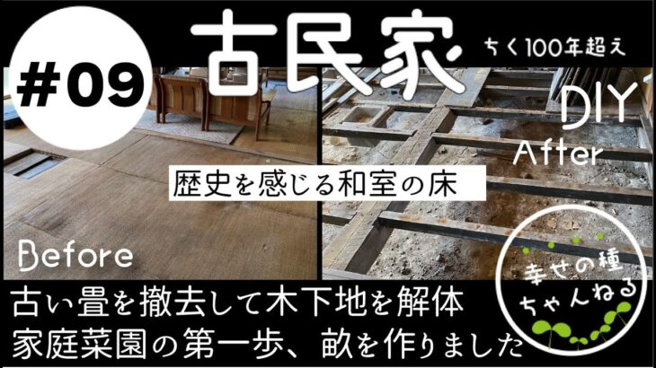 【古民家DIY】下地作り失敗したけど・・リビングにする予定の和室の床を解体★ボロボロの藁の畳を撤去して下地を作りを始めました。和室のリフォームPart２