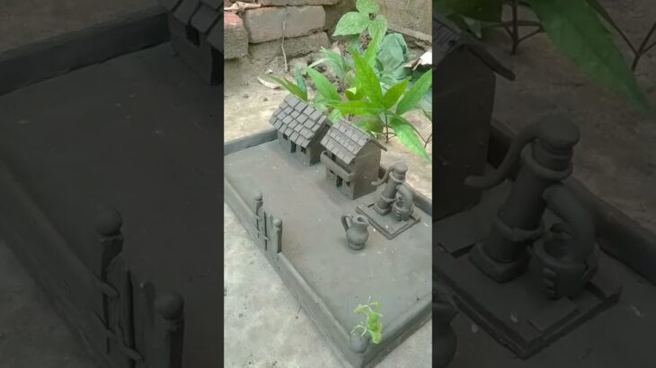 build diy miniature clay house/ how to make clay kitchen set/#shorts