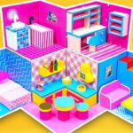 DIY Pink And Blue Villa With 5 Rooms With Bedroom Kitchen Living Room #32 – Pinky Cardboard