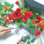 【100均DIY】あなたに贈りたい情熱の赤いバラ/1500円以内でできる大きなフラワーBOX♪（25×45cm）