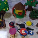 DIY How to make Polymer Clay miniature Village with Mini House, Tree, Cow, Kitchen Set, Hand Pump l