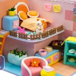 DIY How to make polymer clay miniature kitty house, colorful kitchen, pink sofa❤️DIY Miniature House