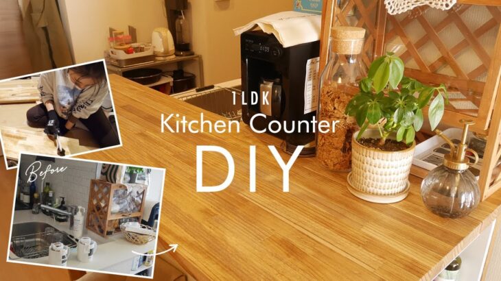 【DIY】女性1人で出来る 1LDK賃貸のキッチンカウンター造り/観葉植物の植え替え