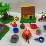 DIY How to make polymer clay miniature Kitchen Set, House, Scooter, Water Well, Tree l Mini Village