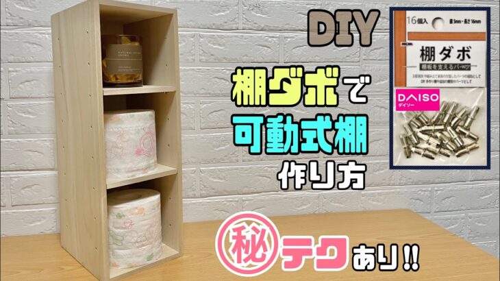 【DIY】【棚】【収納】棚ダボを使ってお好みの幅の可動式棚ができる！！素早くキレイな作り方！！大工さんの小技あり！！おしゃれに収納できる#diy #100均diy #棚#収納 #収納棚 #DAISO