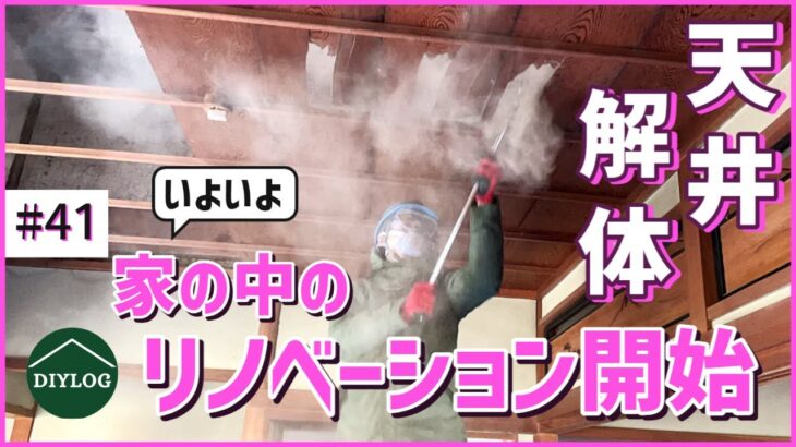 【セルフリノベーション開始】天井解体｜窓から光が射す吹き抜けのリビングにしたい【古民家DIY#41】