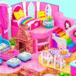 Build Pink Splendid Palace from Cardboard with Royal Bedroom and Kitchen ❤️ DIY Miniature House