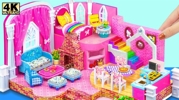 Build Pink Splendid Palace from Cardboard with Royal Bedroom and Kitchen ❤️ DIY Miniature House