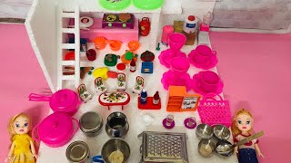 Diy miniature kitchen set ❤️ Amazing pink kitchen set, kitchen set from polymer clay and cardboard