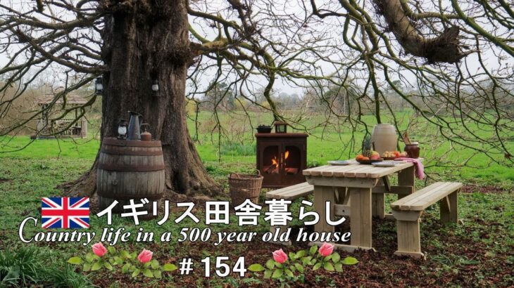 #153 簡単なDIY🔨ジブリな森に手作りキッチン／田舎暮らし／薪ストーブ料理