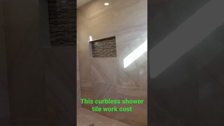 Curbless shower tile work cost #1396 #diy #tileshower #bathroomfloor #tile #bathremodel