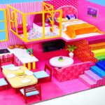 DIYミニチュアハウス #48! 段ボールでモダンなキッチンのあるピンクの部屋を作る