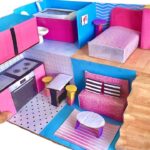 DIY Miniature Cardboard House | How to Make Pink & Blue Bedroom, Kitchen, Living Room, and Bathroom