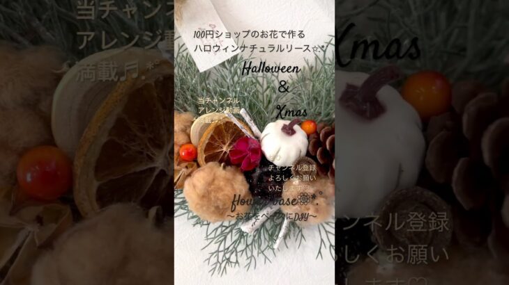 【100均DIY】Halloween＆Xmas✩.*˚ナチュラルリース/パンプキンや木の実を飾って素敵に作ろう❁⃘*.クリスマスにも飾れる/造花/ハンドメイド/DAISO/Seria