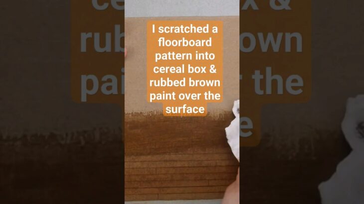 cereal box “wood” floor for dollhouse/diorama #dollhouseminiatures #diy #miniature #upcycling #craft