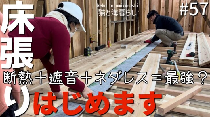 #57【内装リフォームDIY】年始は床張りから❗️ネダレスフローリングは難しいのか？『猫と海暮らし』