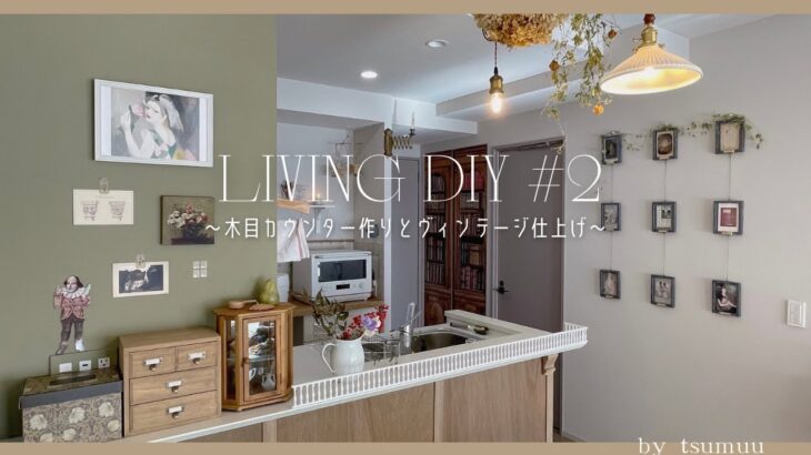 【リノベ見えDIY】マンションでも諦めない!木目カウンター/プロヴァンス漆喰壁/ライオンボウル/ドロワーボックスを製作