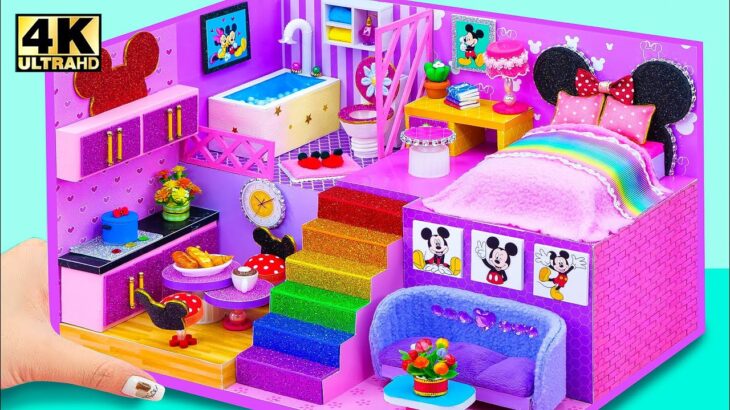 Building Purple Minnie Mouse House with Bedroom, Bathroom, Kitchen for Pet ❤️ DIY Miniature House