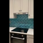 Blue Tiles Effect Kitchen Glass Splashback  #shortvideo #kitchen