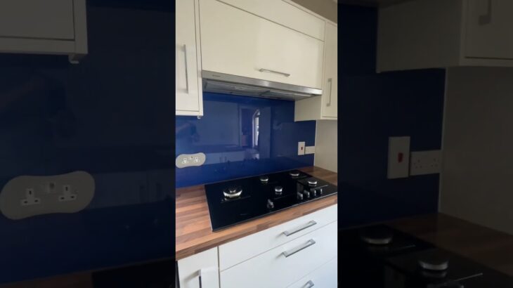 Navy Blue Colour Kitchen Glass Splashback  #kitchen #design #shorts