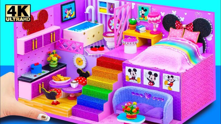 Building Minnie Mouse House with Bedroom, Bathroom, Kitchen from Cardboard ❤️ DIY Miniature House