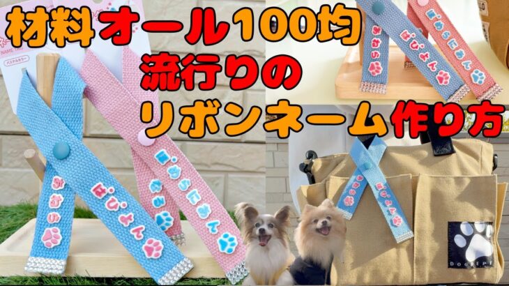 【100均DIY】簡単‼️レジンで作る愛犬のネームタグ🐶流行りのリボンネームタグを作ってみた#ダイソー #セリア #キャンドゥー #diy