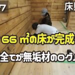 ≪週末DIYから始める移住への道≫ ＃227　遂に完成！66㎡のDIYフローリング工事！壁・床・天井全てが無垢材のログハウス！　床貼り⑦≪ アラフィフ開拓≫