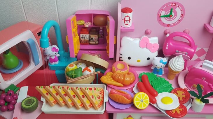 DIY Hello Kitty Pink Kitchen ASMR | Cutting and making mini food | Squishy Sanrio