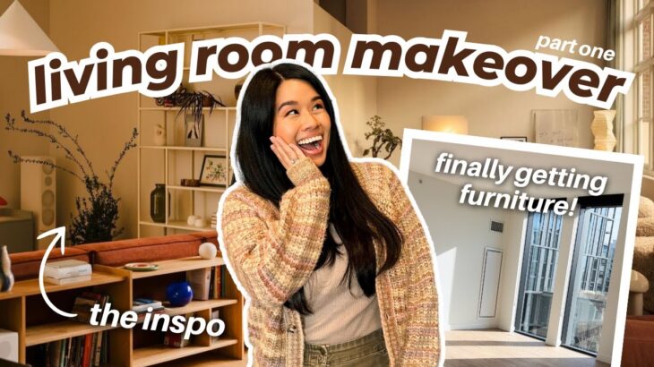 LET’S MAKEOVER MY NEW LIVING ROOM pt 1 | my furniture’s here! + diy coffee table *chicago apartment*