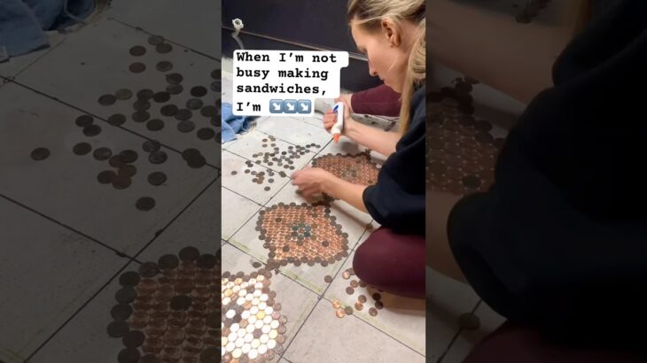 Who let me out of the kitchen?! Enjoy a little penny floor timelapse 😀 My one regret: no cat design